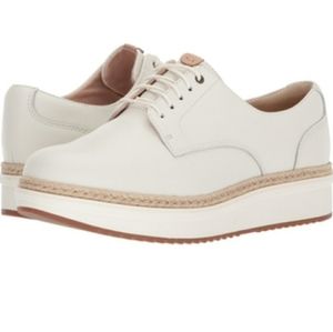 Clarks white leather platform sneakers 6.5